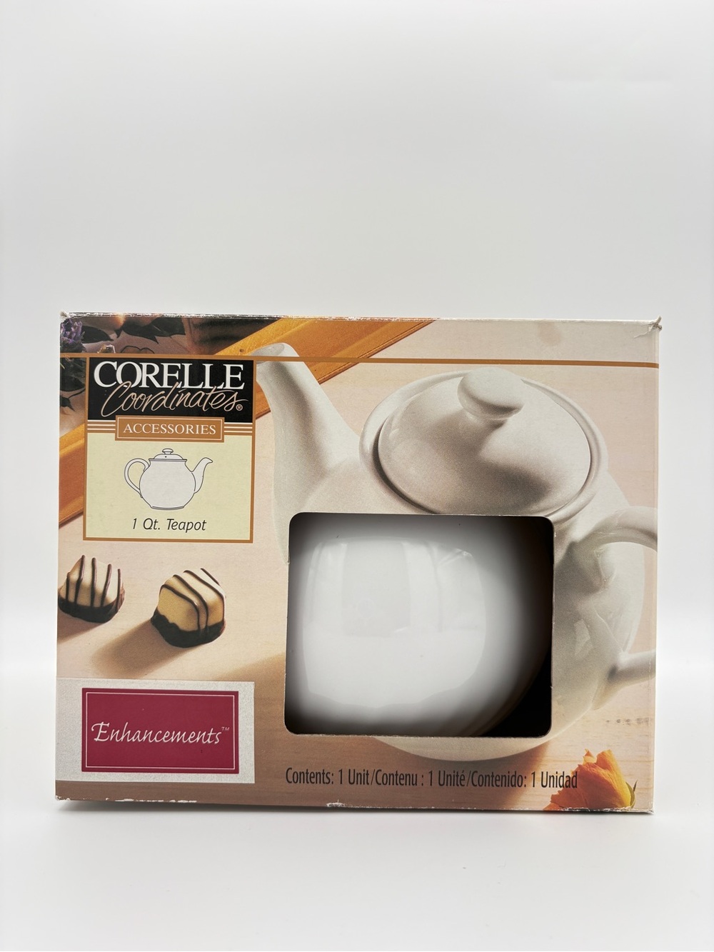 Corelle Coordinates Stoneware White Swirl Teapot Enhancements Pattern